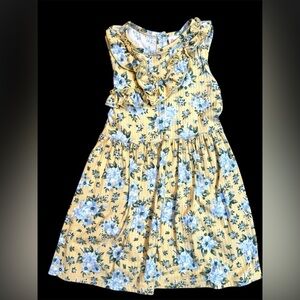 Girls Little Lass Sleeveless Yellow and Blue Flower Dress Size 6X